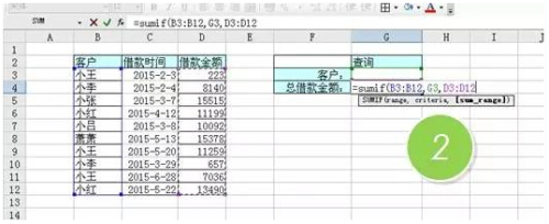 如何用Excel  Sumif函数作为查询模板统计客户不同时间的借款总额？